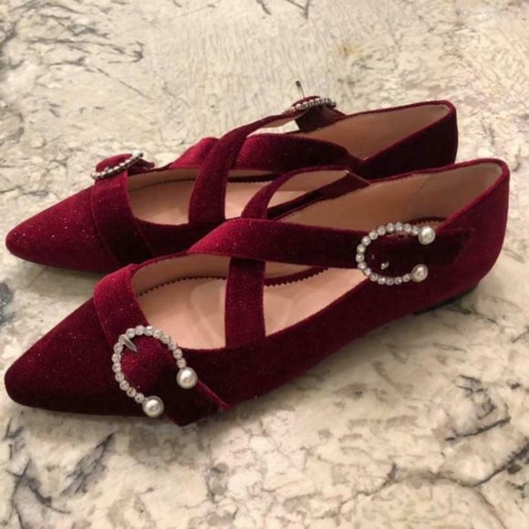 J.Crew $138 Crisscross Buckle Velvet Flats K2648 - Picture 1 of 3